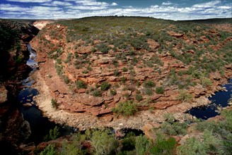 Australia, Western Australia, Near Kalbarri, Short Panorama of Murchison Gorge