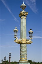 FRANCE, Ile de France, Paris, Ornate lamp-post in the Place de la Concorde
