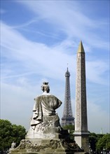 FRANCE, Ile de France, Paris, View across the Place de la Concorde showing the Obelisk and the