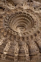 INDIA, Rajasthan, Mount Abu, Dilwara Temples. Vimal Vasahi Jain temple 1031 A.D. Detail of carved