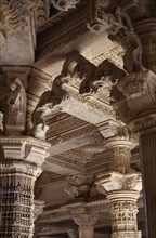 INDIA, Rajasthan, Mount Abu, Dilwara Temple complex dating from 11th-13th century A.D.  Detail of