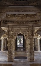 INDIA, Rajasthan, Mount Abu, Dilwara Temple complex dating from 11th-13th century A.D.  Detail of