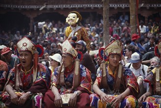 INDIA, Ladakh, Hemis Gompa, "Tibetan Buddhist lamas dressed for Hemis Festival to celebrate the