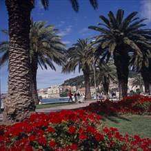 CROATIA, Split, View along the colourful waterfront of the world heritage site.