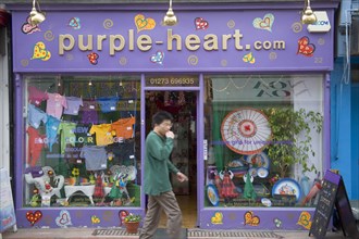 ENGLAND, East Sussex, Brighton, "Purple Heart shop in Gardener street, North Laines area."
