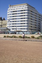 ENGLAND, East Sussex, Brighton, "Embassy Court restored Art Deco apartment block on the sea front,