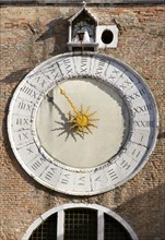 ITALY, Veneto, Venice, The clock of San Giacomo di Rialto in the San Polo and Santa Croce district.