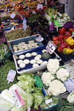 ITALY, Veneto, Venice, Fruit and vegetable stall in the Rialto market