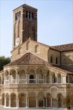 ITALY, Veneto, Venice, The colonnaded exterior of the Basilica dei Santa Maria e Donato on the