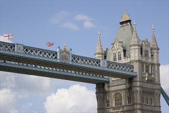 ENGLAND, London, Detail of  Tower Bridge on the River Thames
