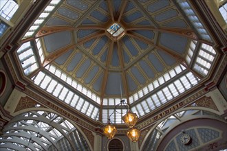 ENGLAND, London, Detail of the ceiling in the Leadenhall market  in the middle of the City