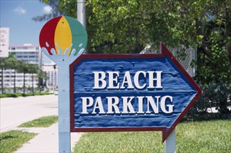 USA, Florida, Transport, Beach Parking Sign