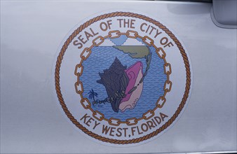 USA, Florida, Key West, Seal of The City of Key West emblem