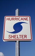 USA, Florida, Florida Keys, Hurricane Shelter sign