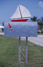 USA, Florida, Marco Isalnd, Sailing Boat mailbox