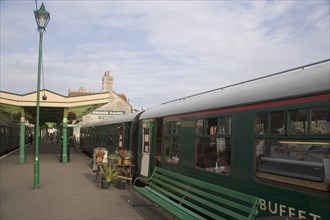 ENGLAND, Dorset, Swanage, Steam Railway Station. Buffet carriage