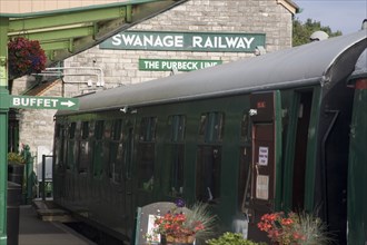 ENGLAND, Dorset, Swanage, Steam Railway Station. Buffet carriage