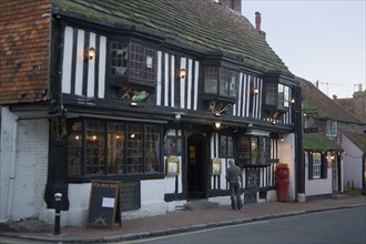 ENGLAND, East Sussex, Alfriston, Exterior of the Star pub and restaurant in the high street.