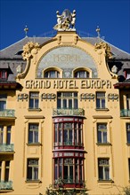 CZECH REPUBLIC, Bohemia, Prague, New Town. The Art Nouveau Grand Hotel Europa in Wenceslas Square
