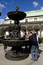 CZECH REPUBLIC, Bohemia, Prague, Tourists at The Singing Fountain in front of the Belvedere or