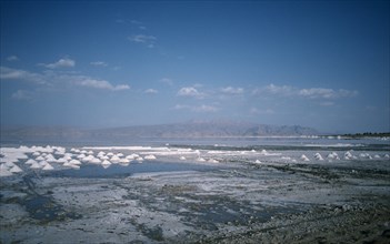 IRAN, Fars Shiraz, East of Shiraz, View over the salt lake.