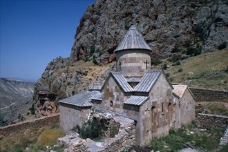 ARMENIA, Marmashen, Church with mountain backdrop 7th-10th Century.