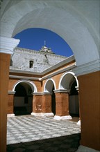 PERU, Arequipa, "Arches in the cloisters, (Claustro de los Naranjos), Santa Catalina Convent."