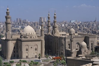EGYPT, Cairo Area, Cairo , Sultan Hassan Mosque on the left and the later built El Rifai Mosque on