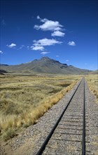 PERU, Transport, "Railway track through the Andes mountain range, Puno to Cusco Perurail train