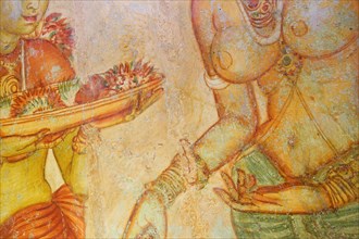 SRI LANKA, Sirgiriya, "Detail of The Sigiriya Damsels. The 5th-century frescoes, believed to