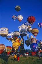 ENGLAND, Bristol, Mass ascent of hot air balloons.