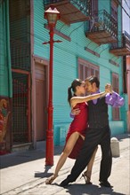 ARGENTINA, Buenos Aires, Close-up of tango dancers in La Boca. Model Release Available