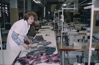 ARMENIA, Vanadzor, Female workers in clothing factory.