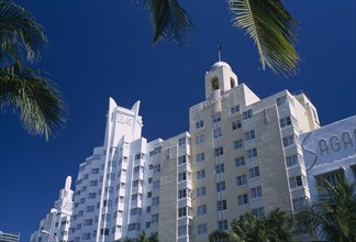 USA, Florida, Miami, "South Beach. Collins Avenue. The Delano, The National and The Sagamore Hotel