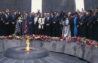 ARMENIA, Yerevan, The Catholicos and Levon Ter-Petrossian (President of Armenia 1991-1998) at the