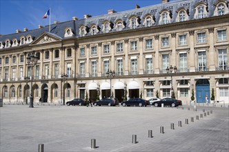 FRANCE, Ile de France, Paris, Limousines parked at the front of the Ritz Hotel in Place Vendome