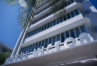 USA, Florida, Miami, South Beach. Ocean Drive. The Hotel Victor exterior.