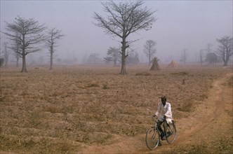 NIGERIA, Environment, "Dry and dusty northeast tradewind or harmattan blowing over groundnut fields