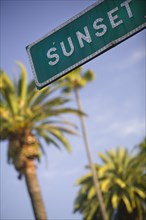 USA, California, Los Angeles, Bel Air. Sunset Boulevard sign.