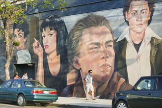 USA, California, Los Angeles, Los Feliz. Hollywood stars featured on a mural.