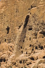 AFGHANISTAN, Bamiyan Province, Bamiyan , Empty niche in cliffs where the famous carved large Budda