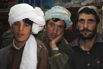 AFGHANISTAN, People, "Men inside Chaikhana (tea house) Between Chakhcharan and Jam, Dulainai"
