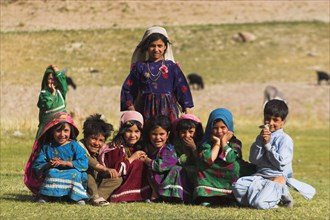 AFGHANISTAN, Ghor Province, Pal-Kotal-i-Guk, "Aimaq nomad camp, Aimaq children
