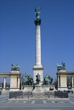 HUNGARY, Budapest, "Millennium Monument, including Hoseink Emlekere plinth, Heroes Square."