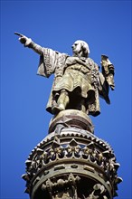 SPAIN, Catalonia, Barcelona, "La Rambla, Monument a Colom, Christopher Columbus Monument,