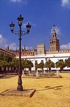 SPAIN, Andalucia, Seville, Cathedral and Patio de Banderas.