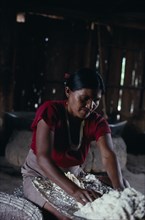 COLOMBIA, North West Amazon, Tukano Indigenous People, Makuna maloca/communal tribal home  interior