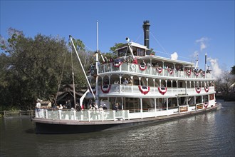 USA, Florida, Orlando, "Walt Disney World Resort. Liberty Belle Paddle Steamer, Liberty Square