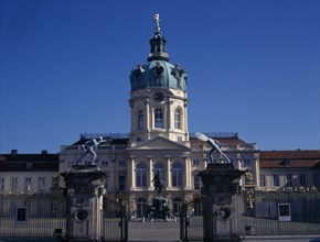GERMANY, Berlin, Charlottenburg Palace. Front exterior seen from entrance gates