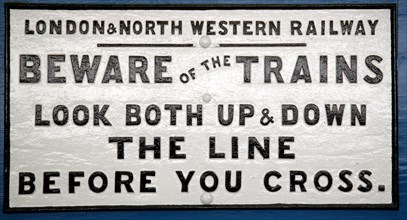 ENGLAND, West Sussex, Amberley, Amberley Working Museum. London And North Western Railway. Beware